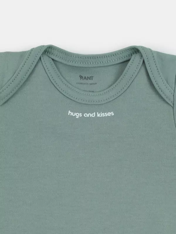 Боди Rant Hugs and kisses с коротким рукавом Sage green арт. 6272
