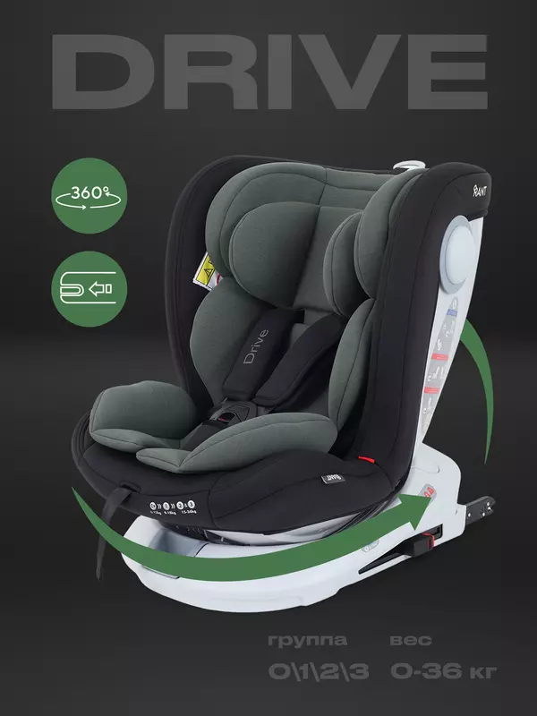 Автокресло Rant Drive Isofix 0/1/2/3 (0-36 кг) Green